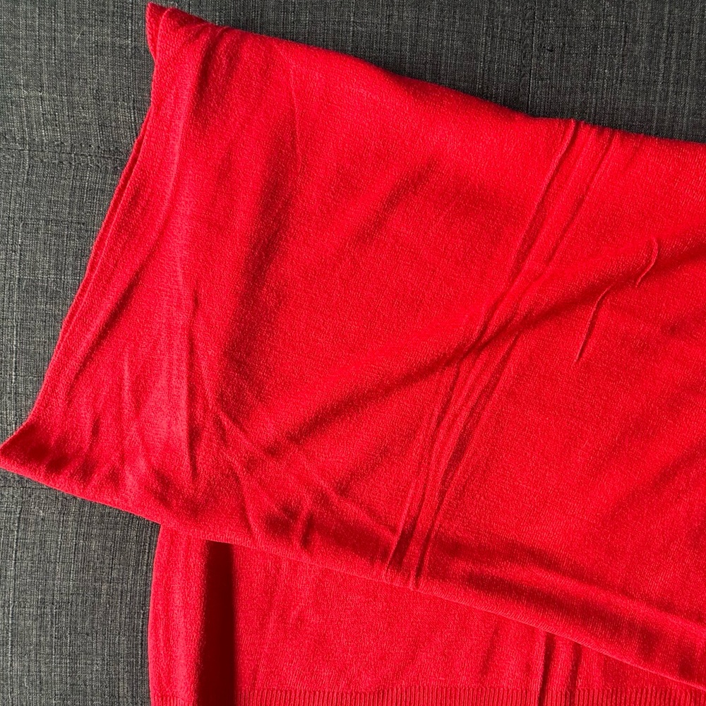 Vibrant Red Knit Poncho Scarf
